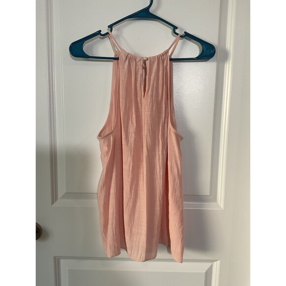 NINE WEST Women Pink Textured Halter Neck Keyhole Tank Top Size L - Picture 4 of 9
